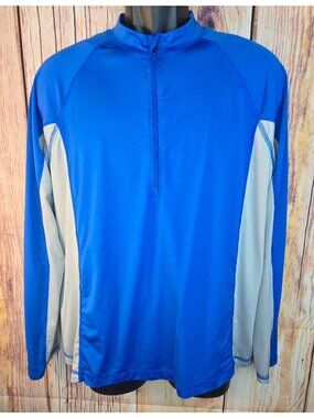L.L. Bean Mens Blue Quarter-Zip Pullover Athletic Shirt Medium
